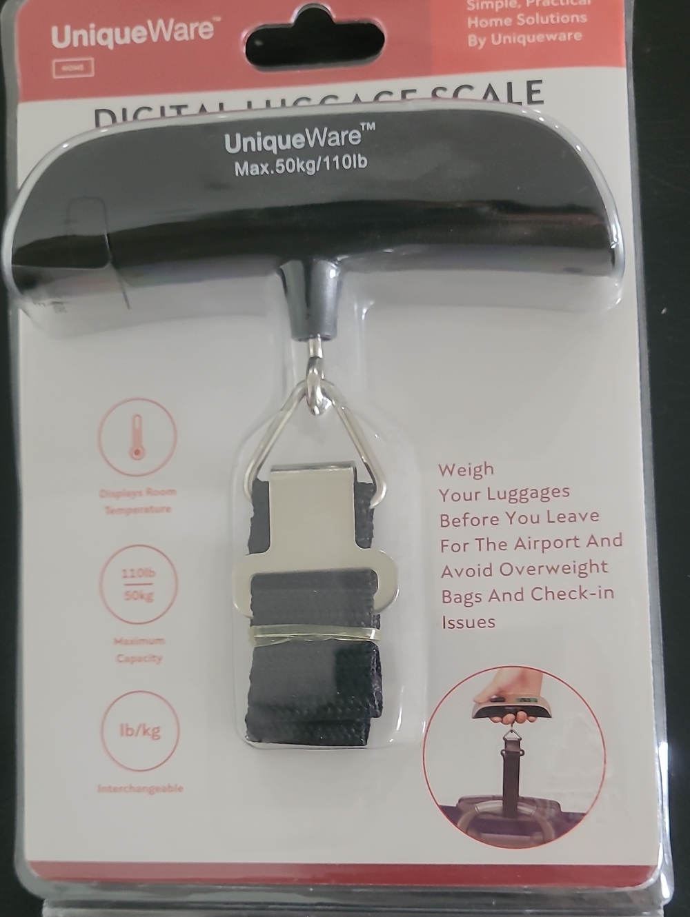 Black Digital Luggage Scale – Portable Travel Weighing Tool